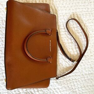 Michael Kors brown leather satchel with shoulder strap